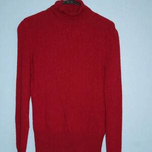 100% Cashmere Turtleneck Women's Red Sweater Size M Modest